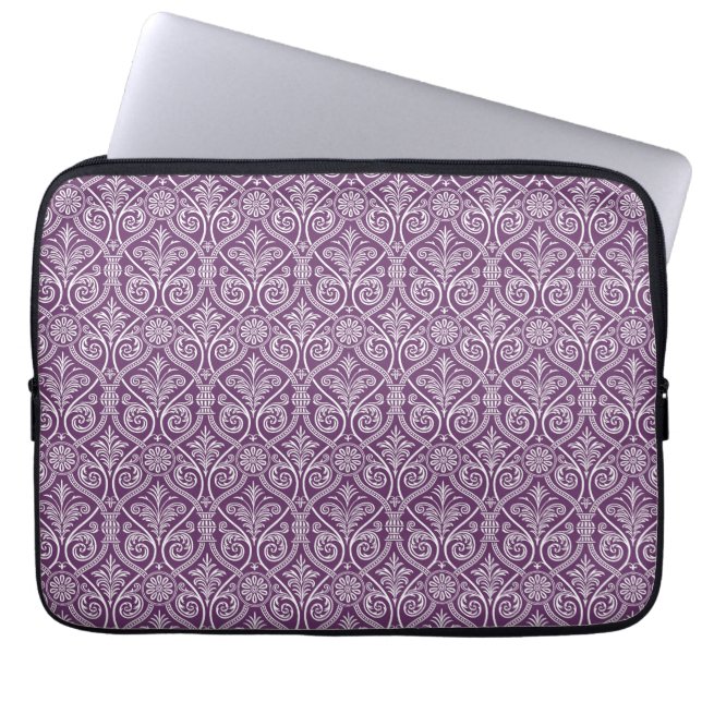 Paarse Damaks Patroonhoes voor laptop Laptop Sleeve (Voorkant)