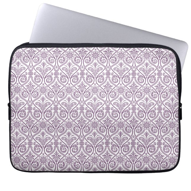 Paarse Damaks Patroonhoes voor laptop Sleeve (Voorkant)