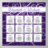 Paarse Damask 12 Tafel Startplan Poster (Voorkant)