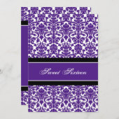 Paarse Damask 16e verjaardag Kaart (Voorkant / Achterkant)