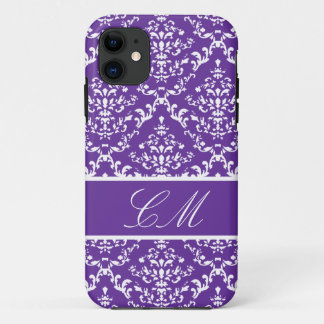 Paarse Damask #1 @ Marie met Monogram iPhone 11 Hoesje