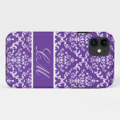 Paarse Damask #1 @ Marie met Monogram Case-Mate iPhone Case (Achterkant (horizontaal))