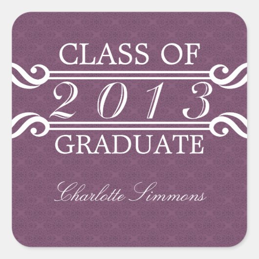 Paarse  Damask 2013 Afstuderen Stickers (Voorkant)