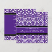 Paarse Damask 20e Birthday Party Kaart (Voorkant / Achterkant)