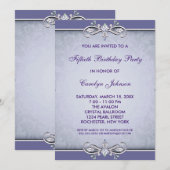 Paarse Damask 50ste verjaardag Kaart (Voorkant / Achterkant)