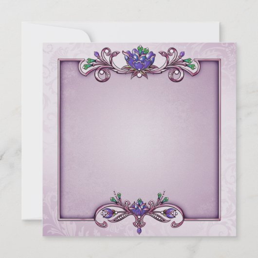 Paarse Damask 50ste verjaardag Kaart (Achterkant)