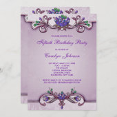 Paarse Damask 50ste verjaardag Kaart (Voorkant / Achterkant)