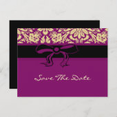 Paarse Damask Aankondigingskaart (Voorkant / Achterkant)