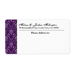 Paarse Damask Adres Huwelijksetiket Etiket