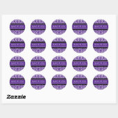 Paarse Damask Afstuderen Aangepaste jaarnaam Ronde Sticker (Vel)