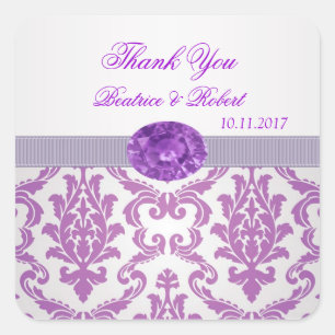 Paarse Damask, amethist afbeelding Dank u Sticker