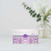 Paarse Damask, amethist afbeelding Wedding Place k Plaatskaartje (Staand voorkant)