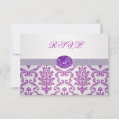 Paarse Damask, amethyst afbeelding RSVP Uitnodigin (Voorkant)