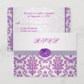 Paarse Damask, amethyst afbeelding RSVP Uitnodigin (Voorkant / Achterkant)