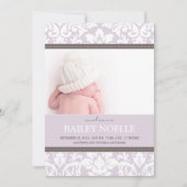 PAARSE DAMASK-BABY | GEBOORTEAANKONDIGING AANKONDIGING (Voorkant)