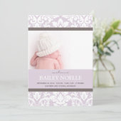 PAARSE DAMASK-BABY | GEBOORTEAANKONDIGING AANKONDIGING (Staand voorkant)