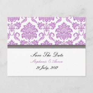 Paarse Damask bewaart het Briefkaart Datum