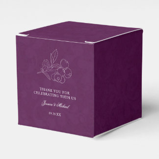 Paarse Damask Botanical Berries Elegant Wedding Bedankdoosjes