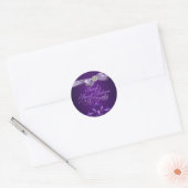 Paarse Damask & Bow Sweet 16 Envelop Sticker/seal Ronde Sticker (Envelop)