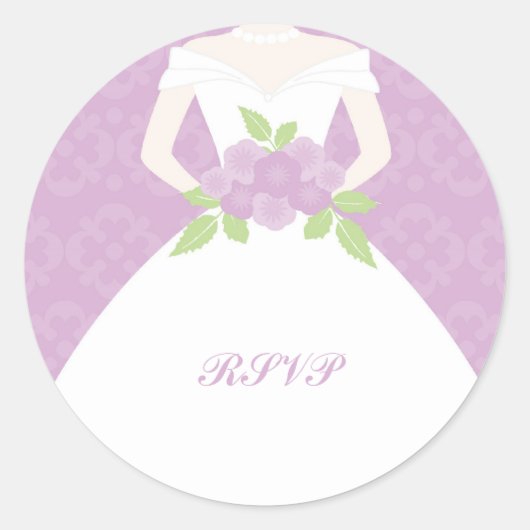 Paarse Damask Bride Ronde Sticker (Voorkant)