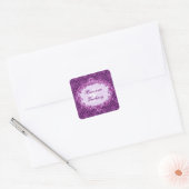 Paarse  Damask Bruiloft C432 Vierkante Sticker (Envelop)