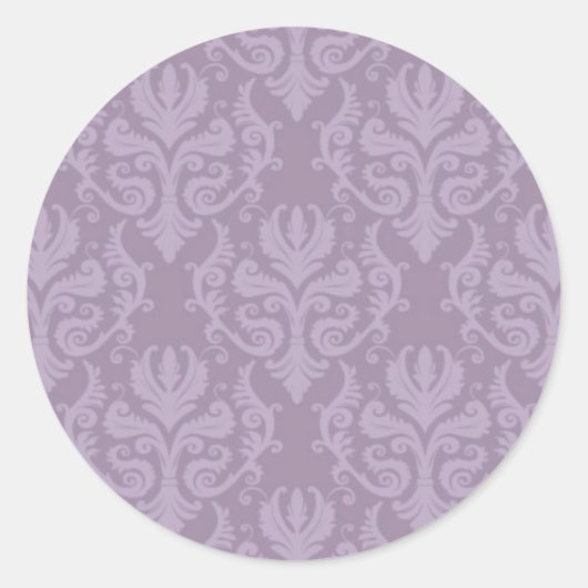 Paarse Damask Bruiloft Stickers (Voorkant)