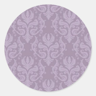 Paarse Damask Bruiloft Stickers