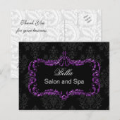 paarse damask business Bedankt Kaarten (Voorkant / Achterkant)