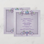 Paarse Damask Cross Meisjes Eerste Communie Kaart (Voorkant / Achterkant)