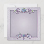 Paarse Damask Cross Meisjes Eerste Communie Kaart (Achterkant)