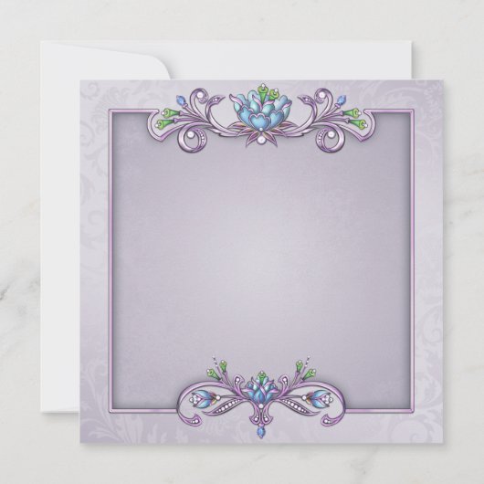 Paarse Damask Cross Meisjes Eerste Communie Kaart (Achterkant)