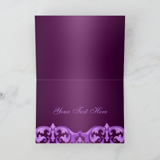 Paarse Damask Dank u kaart (Binnen)