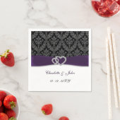 Paarse Damask Diamante Wedding Classic Servet (Insitu)