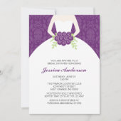 Paarse Damask en Floral Vrijgezellenfeest Kaart (Voorkant)