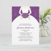 Paarse Damask en Floral Vrijgezellenfeest Kaart (Staand voorkant)