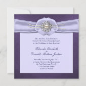 Paarse Damask en Pearls Wedding Invitation Kaart (Voorkant)