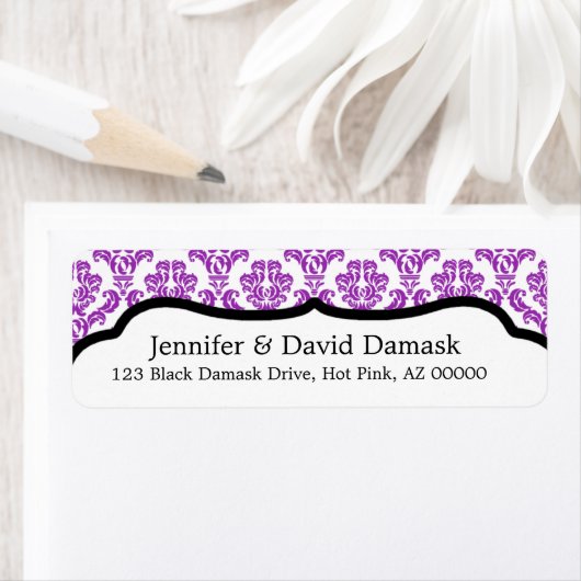 Paarse Damask Fancy Adresetiketten Etiket (Insitu)
