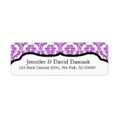 Paarse Damask Fancy Adresetiketten Etiket (Voorkant)