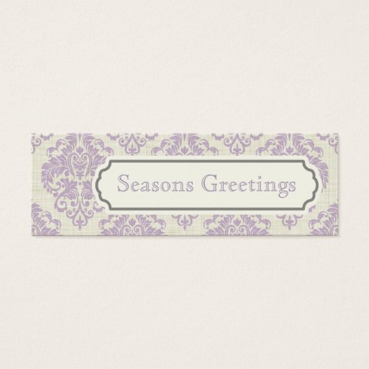 Paarse Damask Gift Labels, profielkaarten Mini Visitekaartjes (Voorkant)