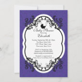  Paarse Damask Girls Baby shower Uitnodiging (Voorkant)