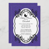  Paarse Damask Girls Baby shower Uitnodiging (Voorkant / Achterkant)