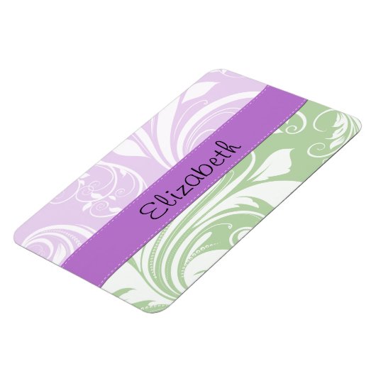 Paarse Damask, Green Damask, Jouw naam Magneet (Linkerzijde)