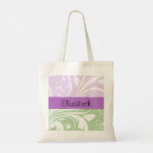 Paarse Damask, Green Damask, Jouw naam Tote Bag (Achterkant)