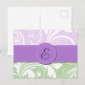 Paarse Damask, Green Damask, Monogram Briefkaart (Voorkant / Achterkant)