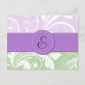 Paarse Damask, Green Damask, Monogram Briefkaart (Voorkant)