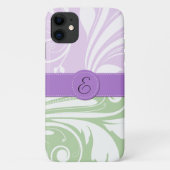 Paarse Damask, Green Damask, Monogram Case-Mate iPhone Case (Achterkant)