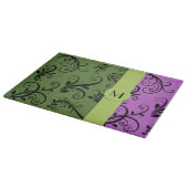 Paarse Damask, Green Damask, Monogram Snijplank (Hoek)