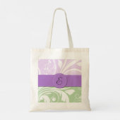 Paarse Damask, Green Damask, Monogram Tote Bag (Achterkant)