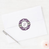 Paarse Damask Initiaal Sticker Letter Y Wedding (Envelop)