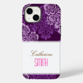 Paarse Damask iPhone 4 Case (Achterkant)